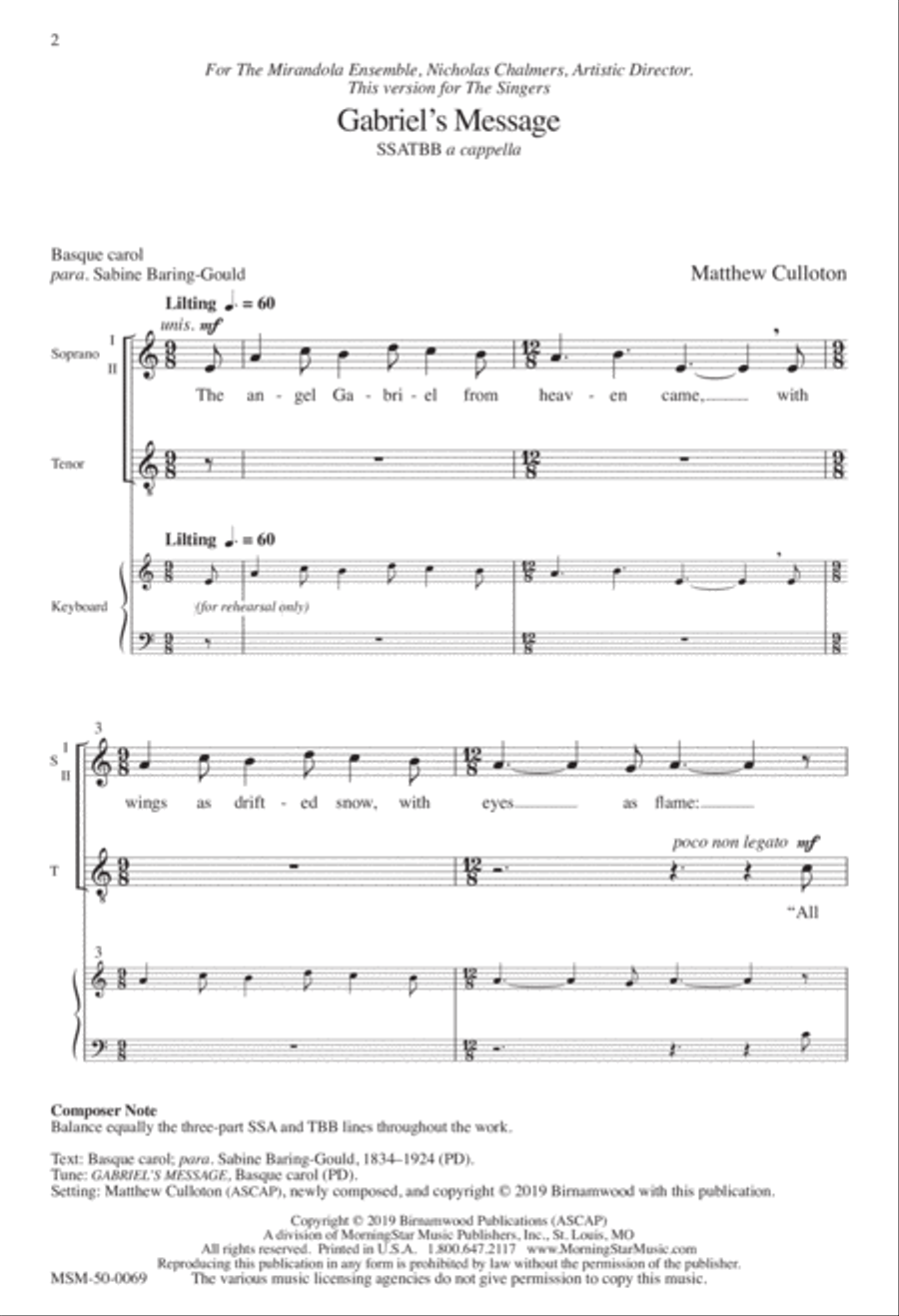 Gabriel's Message A Cappella scores gallery preview page 1
