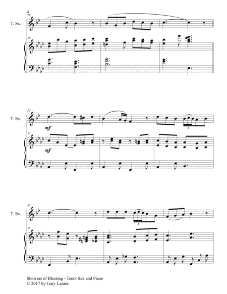 SHOWERS OF BLESSING (Duet – Tenor Sax & Piano with Score/Part) image number null