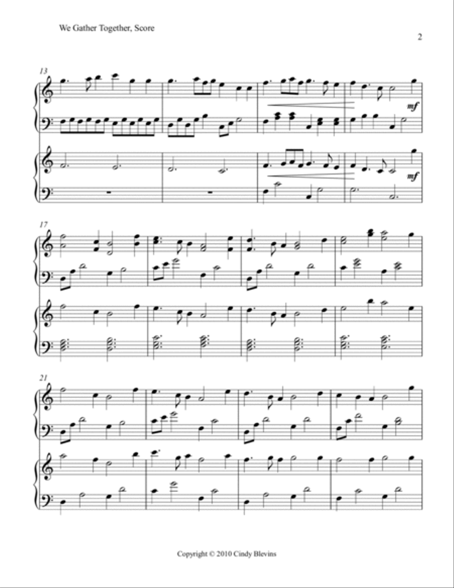 We Gather Together, for Harp Duet Harp scores gallery preview page 3