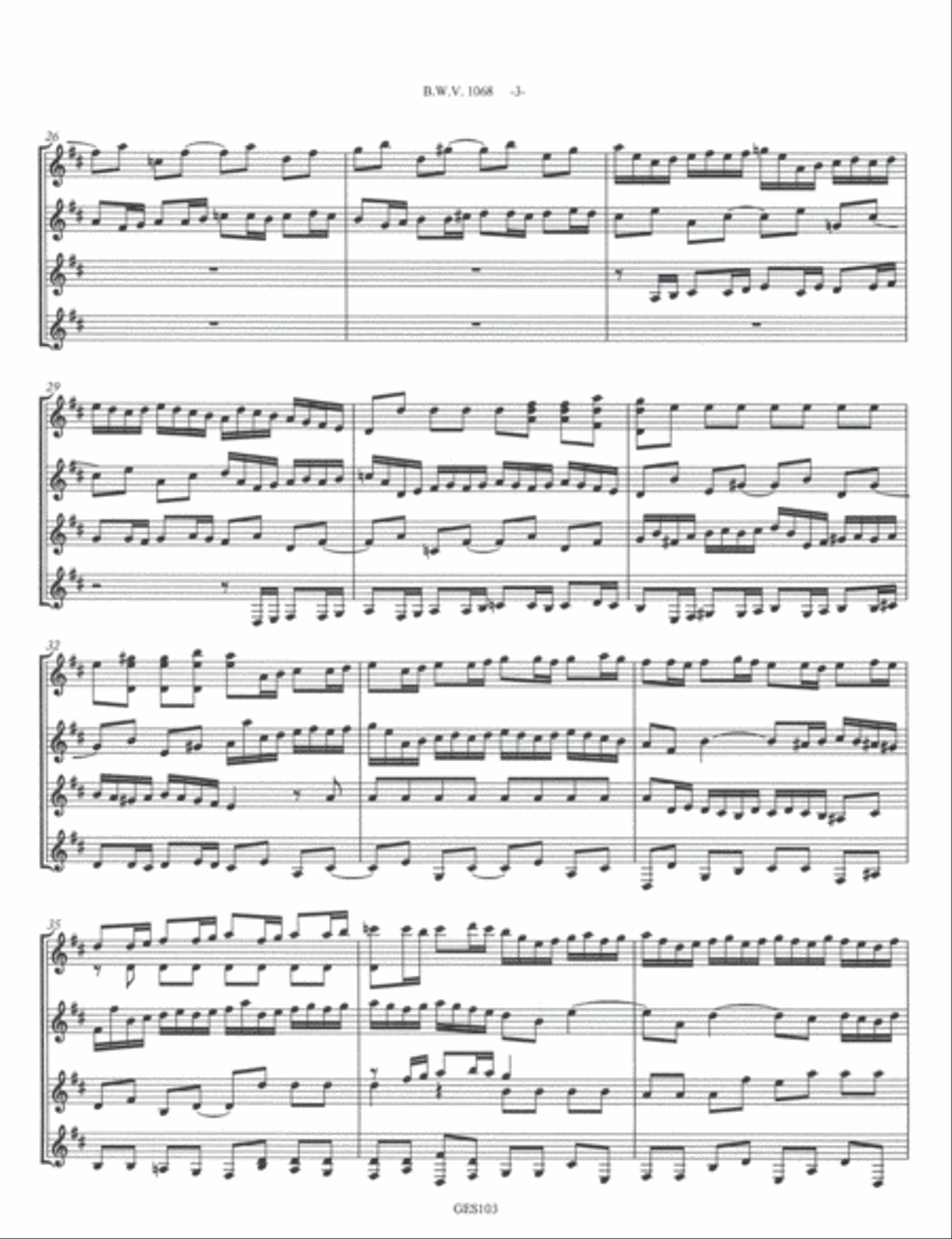 Suite in D (orchestral suite #3) arr. for guitar quartet