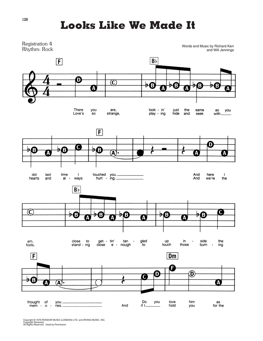 Looks Like We Made It Electronic Keyboard scores gallery preview page 1