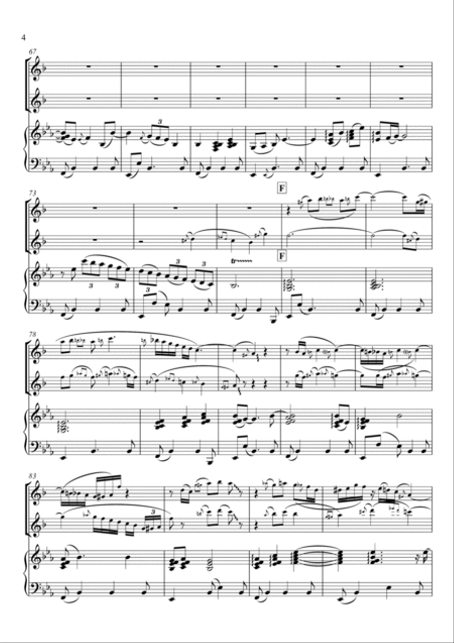 Amazing grace TRIO (Piano & 2 Soprano Saxophones) Woodwind Duet scores gallery preview page 4