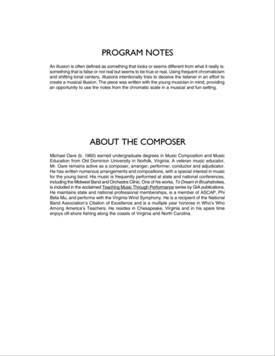 Illusions - Conductor Score (Full Score) Concert Band scores gallery preview page 2