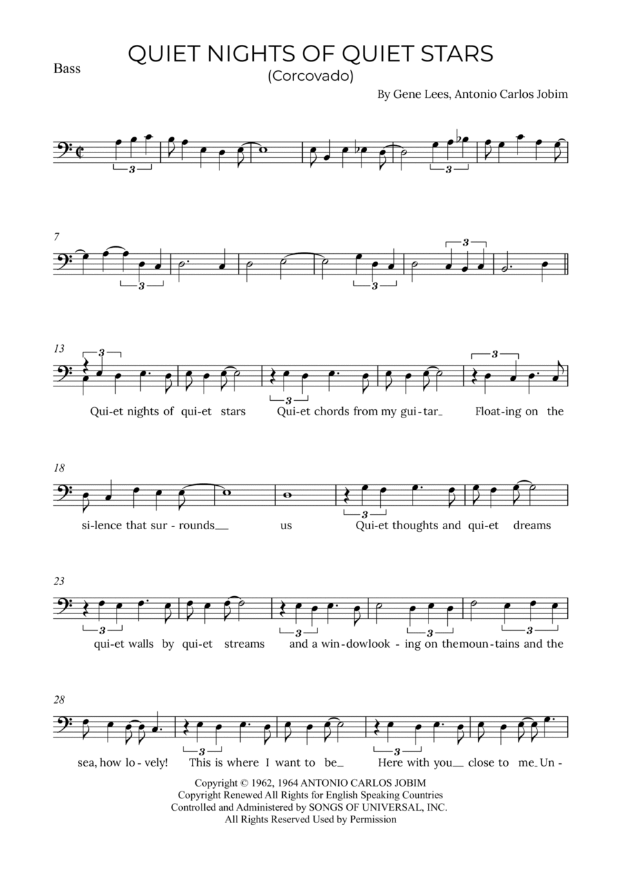 Quiet Nights Of Quiet Stars (corcovado) Double Bass scores gallery preview page 1