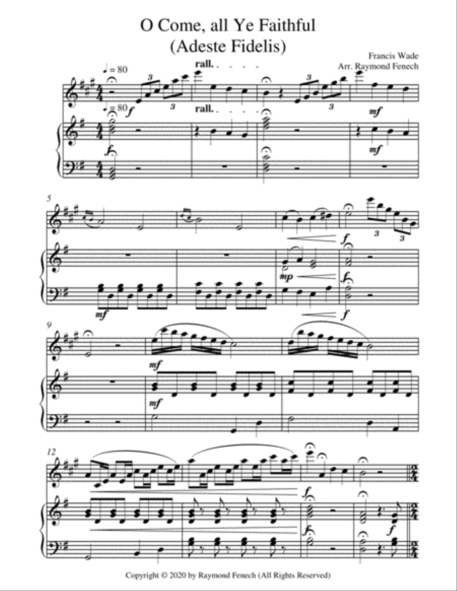 O Come All Ye Faithful (Adeste Fidelis) - Theme and Variation for Tenor Sax and Piano - Advanced Lev Tenor Saxophone scores gallery preview page 4