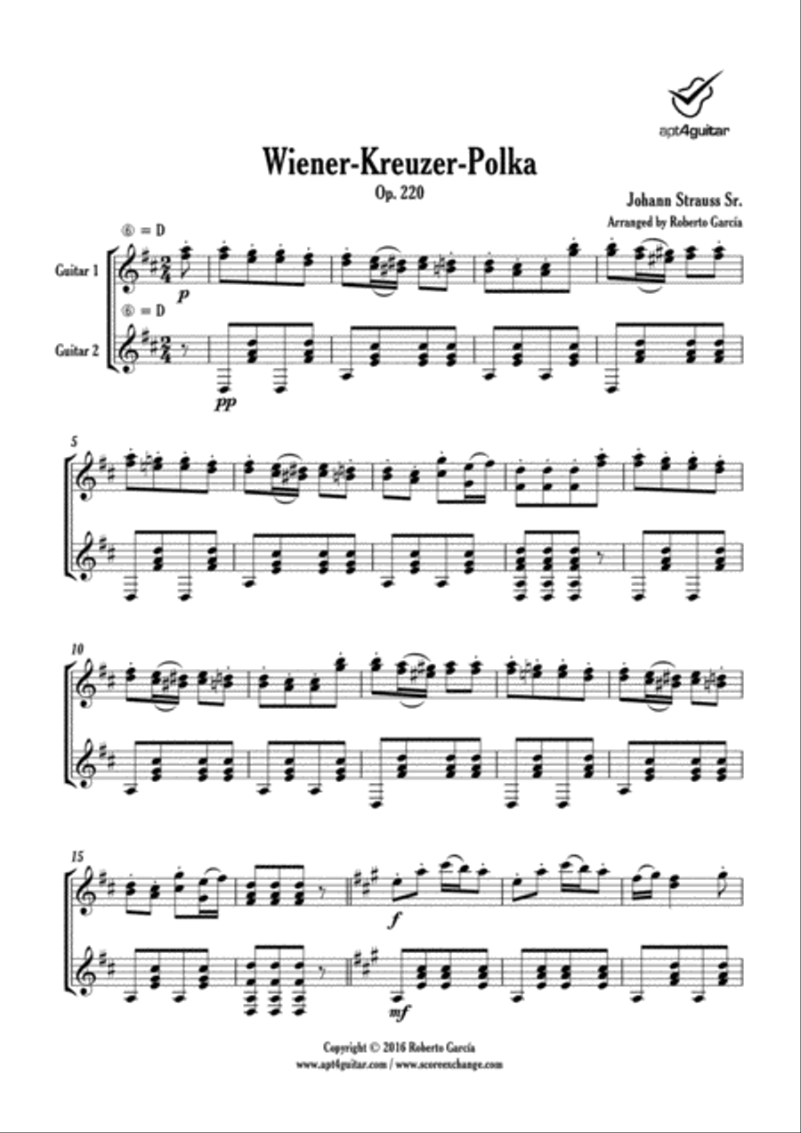 Wiener-Kreuzer-Polka Classical Guitar scores gallery preview page 2