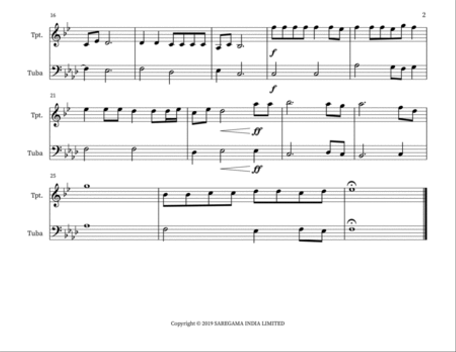 Jana Gana Mana(Hindi) Brass Duet scores gallery preview page 2