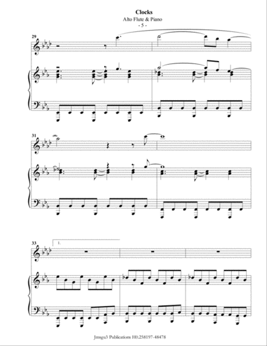 Clocks Flute Solo scores gallery preview page 5