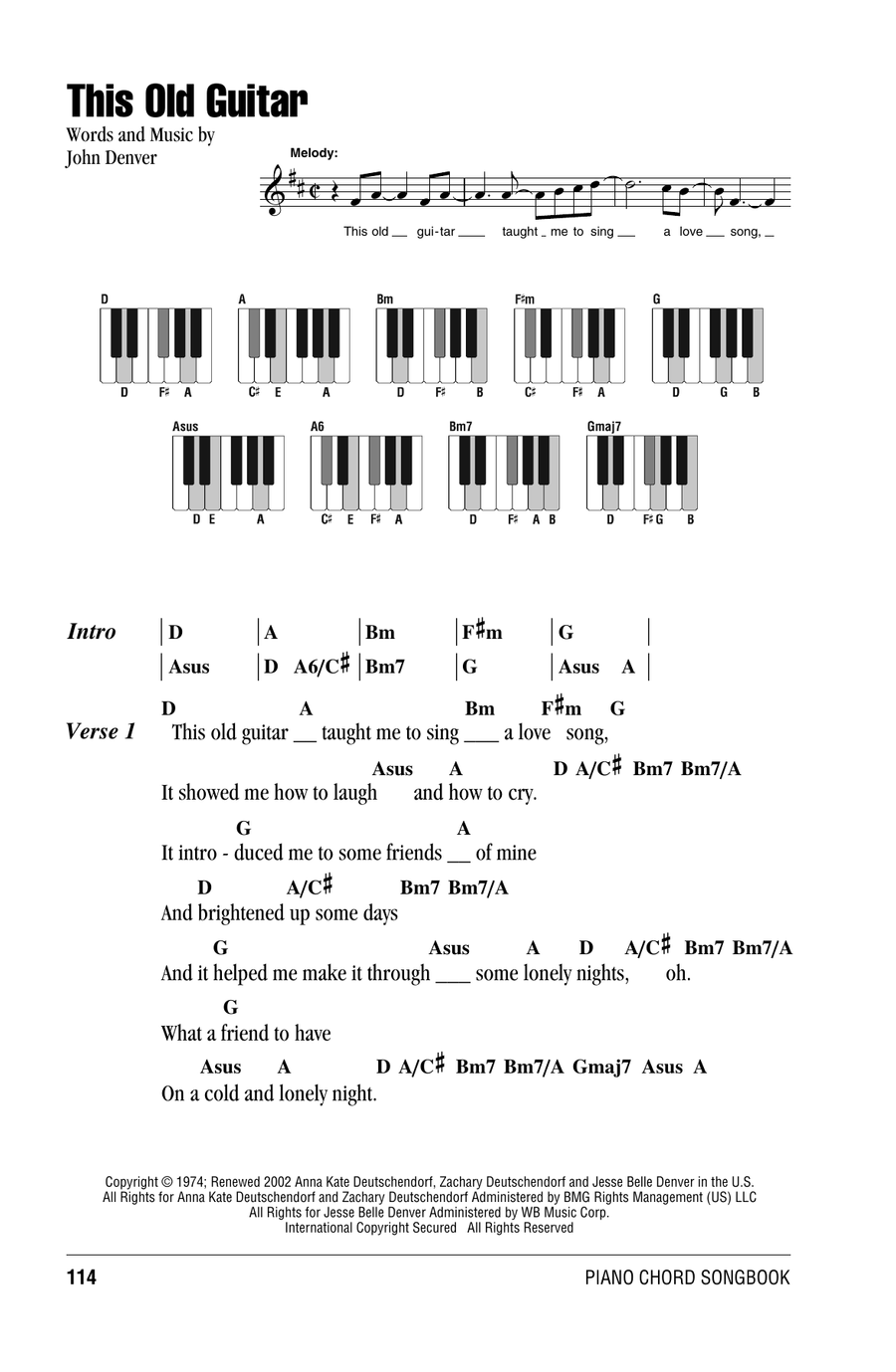 This Old Guitar by John Denver Acoustic Guitar Digital Sheet