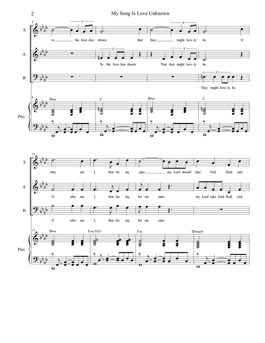 My Song Is Love Unknown (SAB) 3-Part scores gallery preview page 2