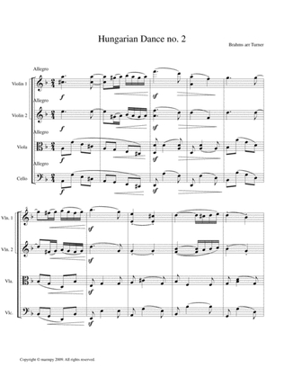 Hungarian Dance no.2 by Brahms (arranged for String Quartet)