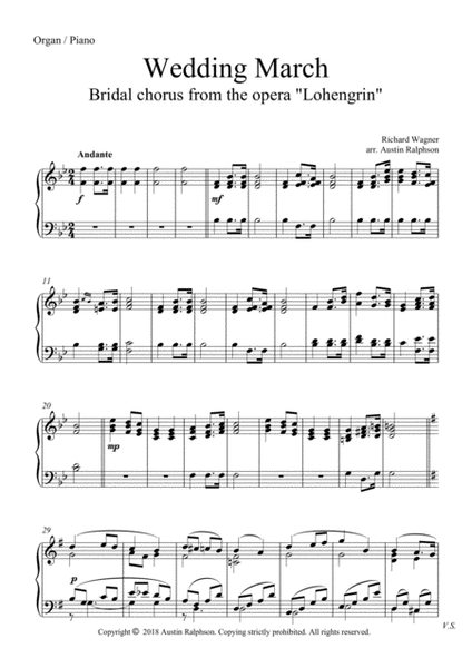 Wedding March (Bridal Chorus from 'Lohengrin': Here Comes The Bride) - solo instrument in C + organ image number null