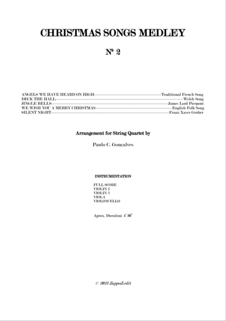 CHRISTMAS SONGS MEDLEY Nº 2 String Quartet scores gallery preview page 2