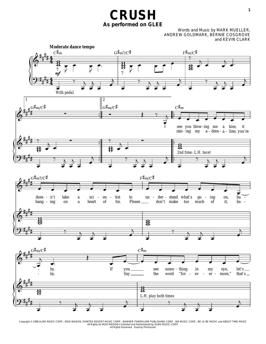 Crush Piano, Vocal scores gallery preview page 1