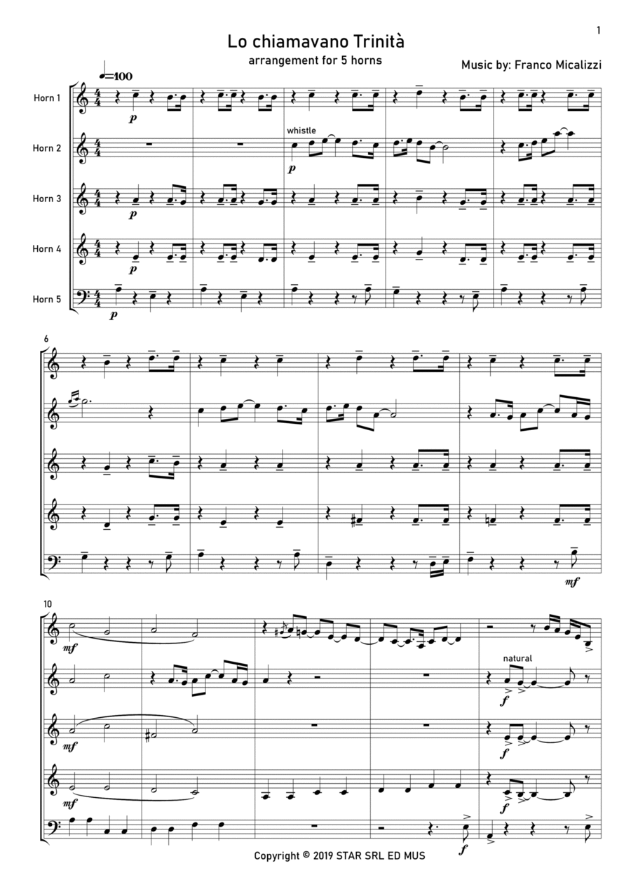 They Call Me Trinity Brass Quintet scores gallery preview page 1