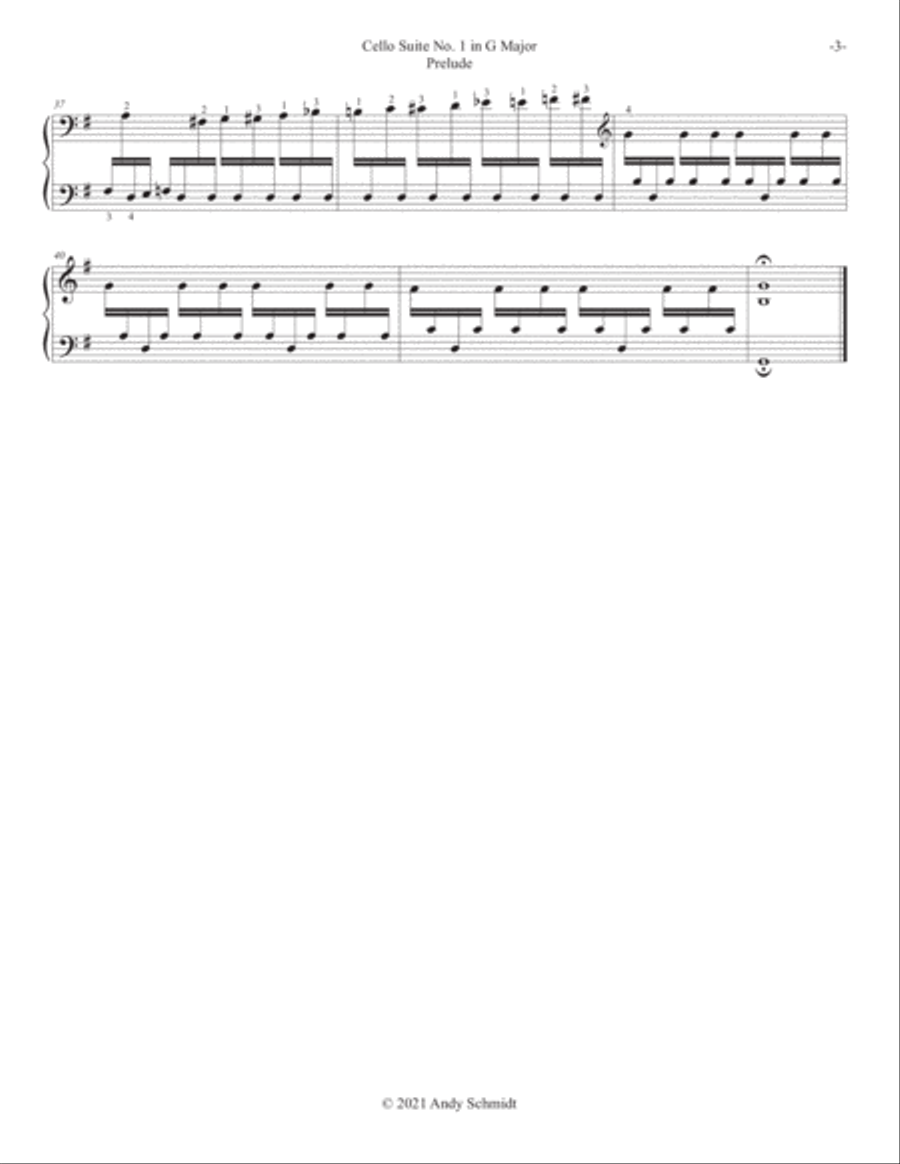 Bach Cello Suite No. 1 in G Major Piano Solo scores gallery preview page 3
