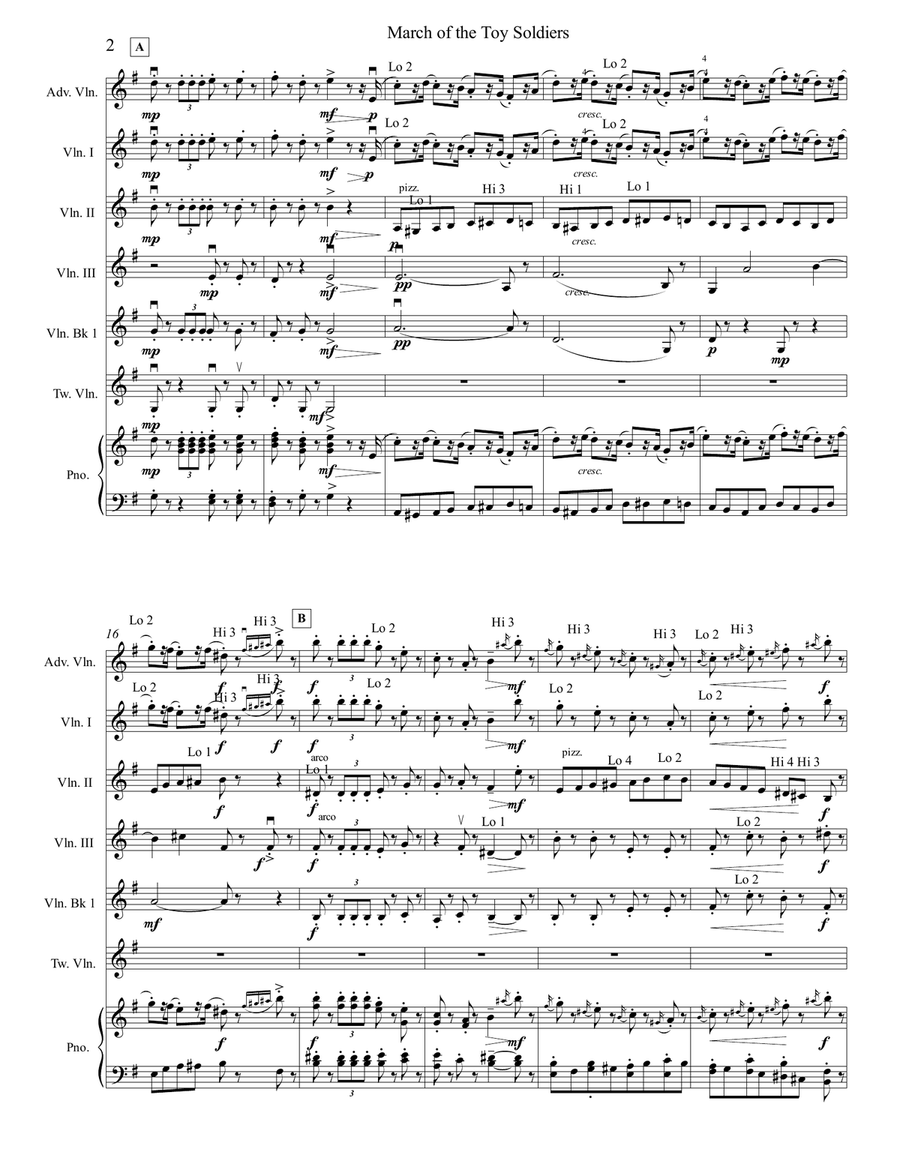 March of the Toy Soldiers from the Nutcracker for Mixed-Level Violin Ensemble