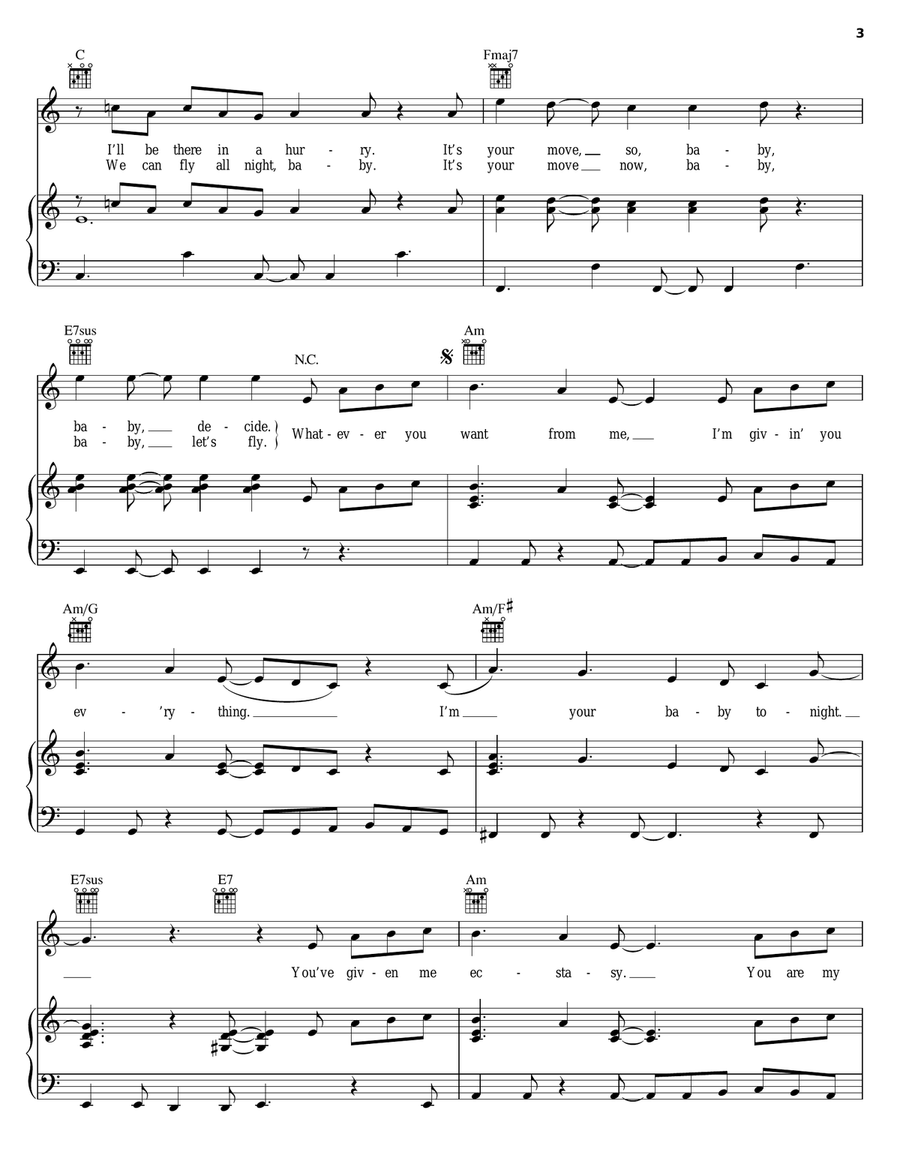 I'm Your Baby Tonight Piano, Vocal, Guitar scores gallery preview page 3