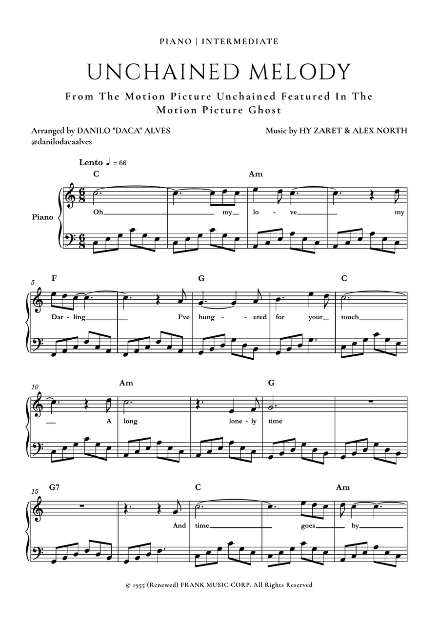 Unchained Melody Piano Solo scores gallery preview page 1