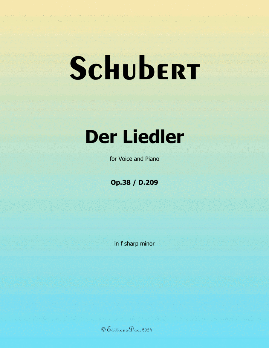 Der Liedler, by Schubert, Op.38(D.209), in f sharp minor Voice scores gallery preview page 1