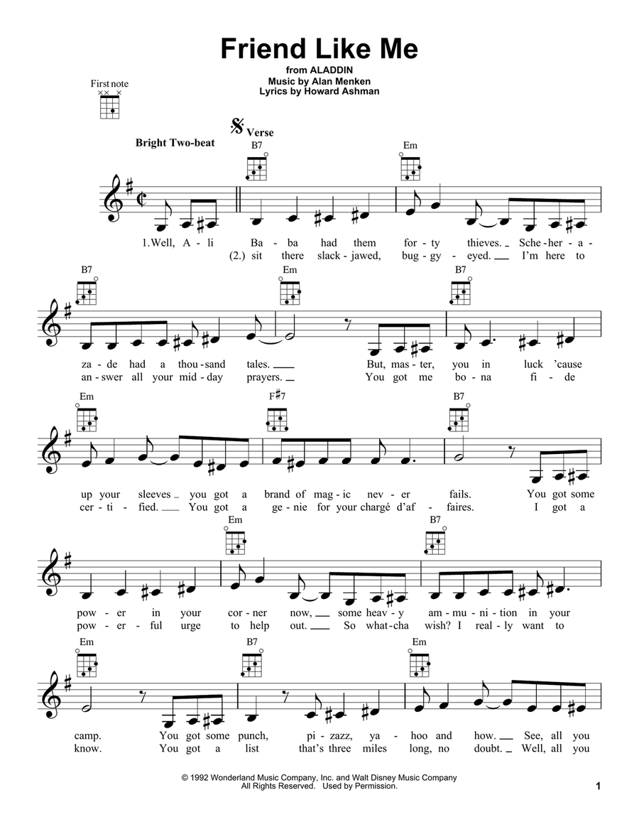 Friend Like Me (from Aladdin) Ukulele scores gallery preview page 1