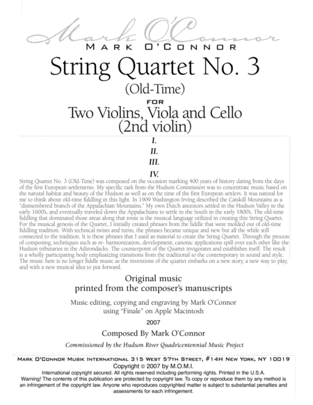 String Quartet No. 3 "Old-Time" (violin 2 part - two vlns, vla, cel)