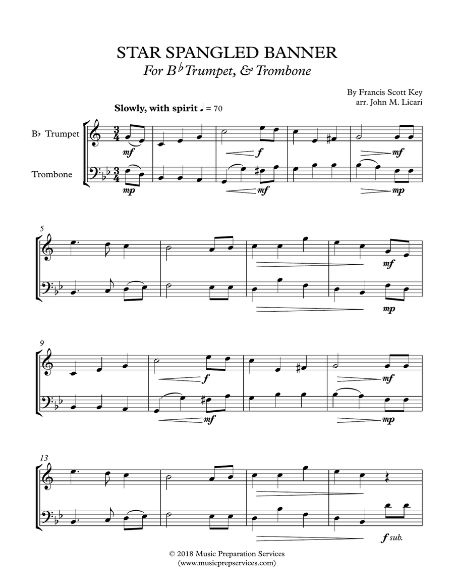 Star Spangled Banner (Trumpet & Trombone Duet)