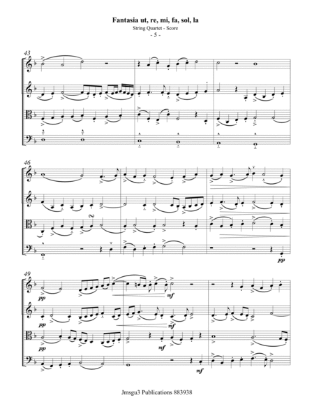 Sweelinck: Fantasia Ut, re, mi, fa, sol, la for String Quartet image number null