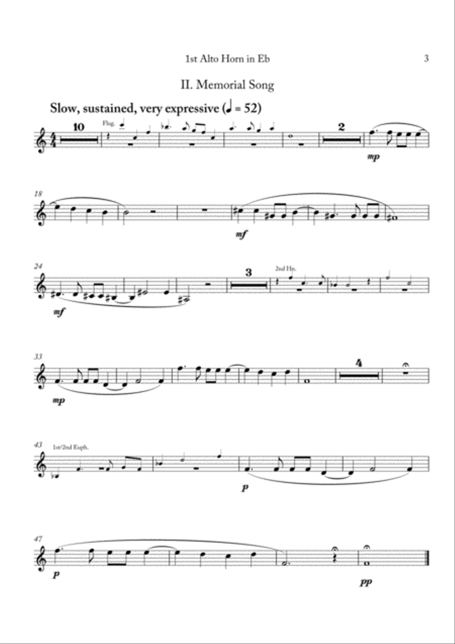 Carson Cooman: Pittsburgh Rhapsody (2008) for brass band, 1st Eb alto horn part Brass Band scores gallery preview page 3