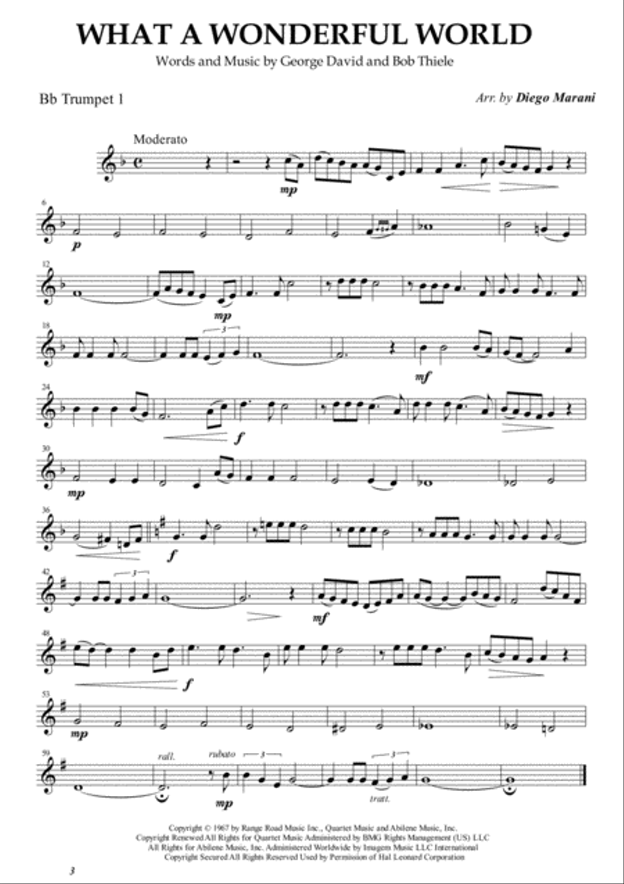 What A Wonderful World Brass Ensemble scores gallery preview page 1