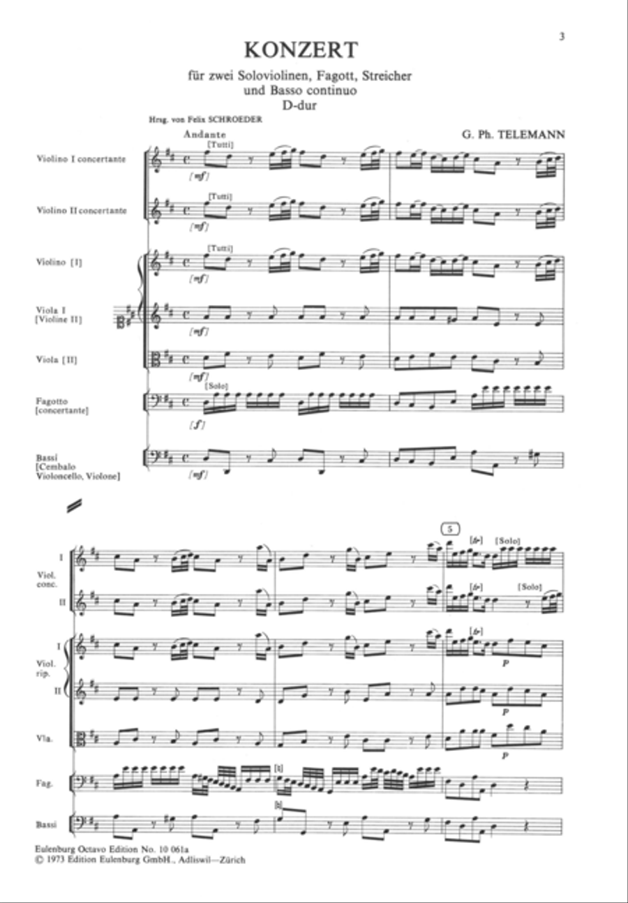 Concerto for 2 violins, bassoon and orchestra String Orchestra scores gallery preview page 2