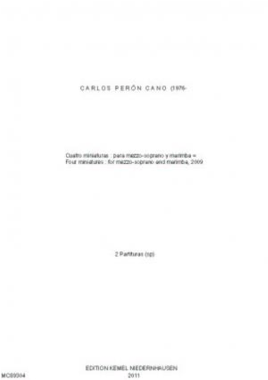 Cuatro miniaturas = Four miniatures Mezzo-Soprano Voice scores gallery preview page 1