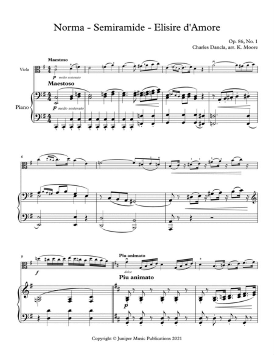 Fantasy No. 1 from 12 Easy Fantasies for Viola and Piano Piano Accompaniment scores gallery preview page 3