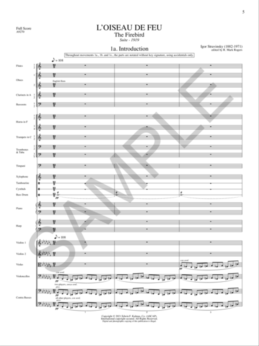 The Firebird Suite (1919) -- l'Ouiseau de Feu Full Orchestra scores gallery preview page 6