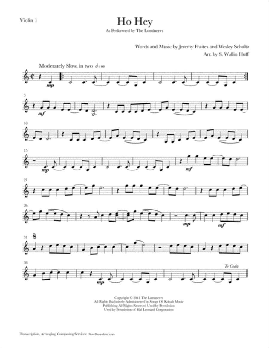 Ho Hey Ho Hey String Quartet scores gallery preview page 5