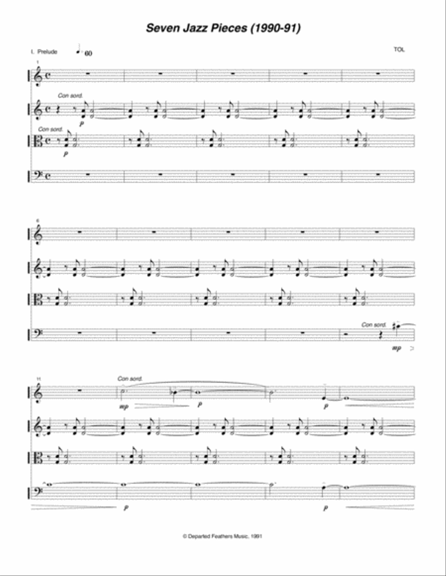 Seven Jazz Pieces (1990-91) for string quartet String Quartet scores gallery preview page 3