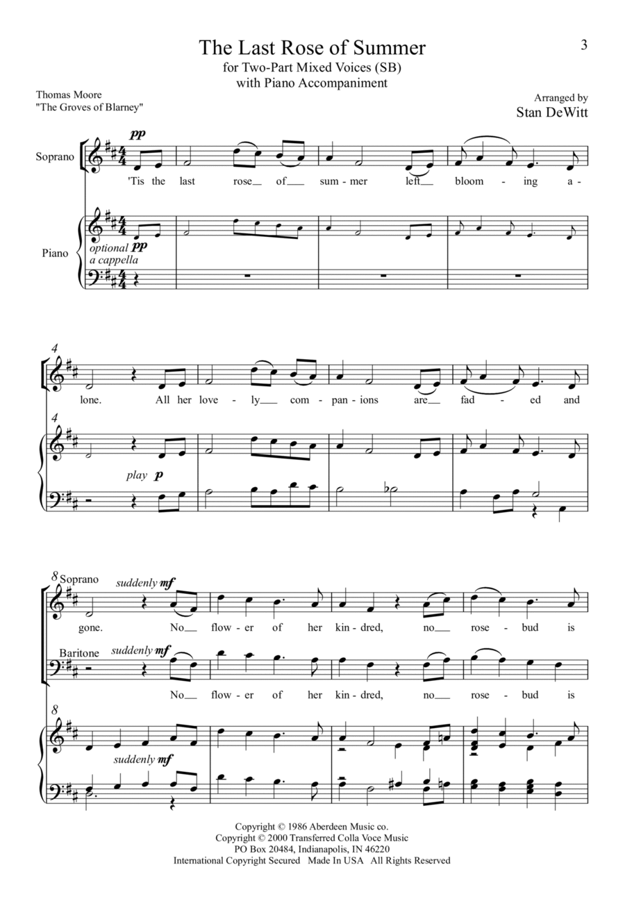 The Last Rose Of Summer The Last Rose Of Summer 4-Part scores gallery preview page 1
