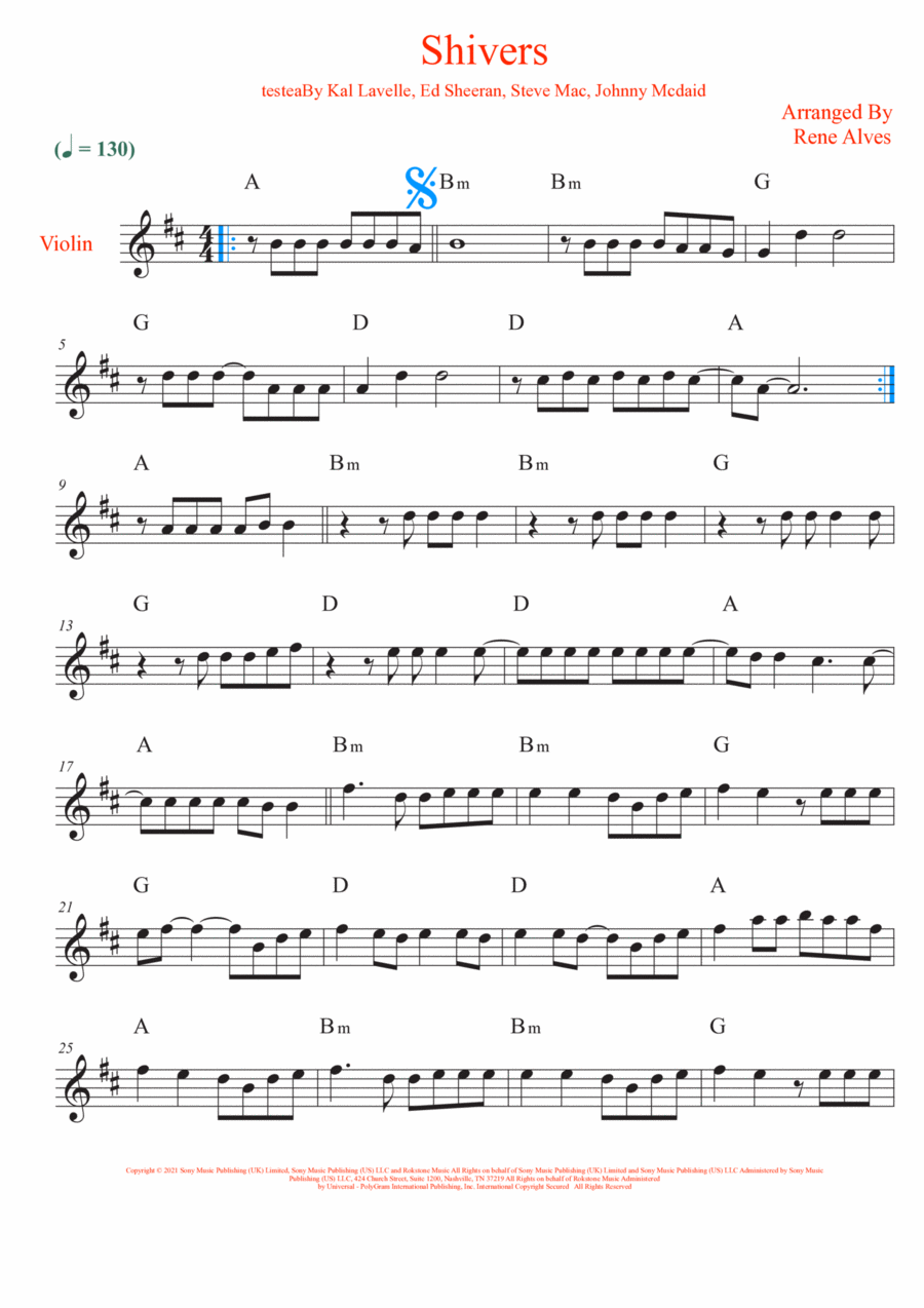 Shivers Shivers Violin Solo scores gallery preview page 1