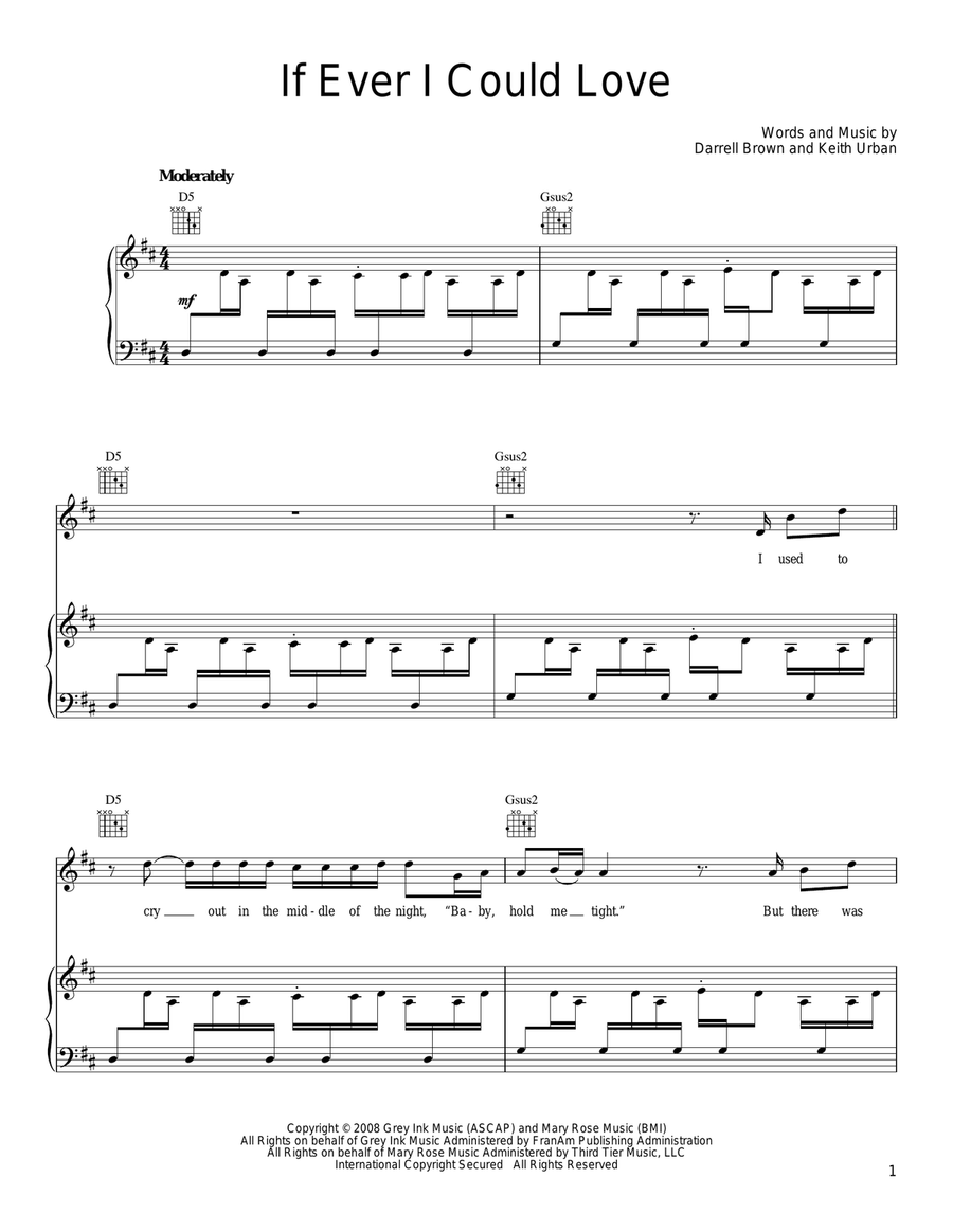 If Ever I Could Love If Ever I Could Love Piano, Vocal, Guitar scores gallery preview page 1