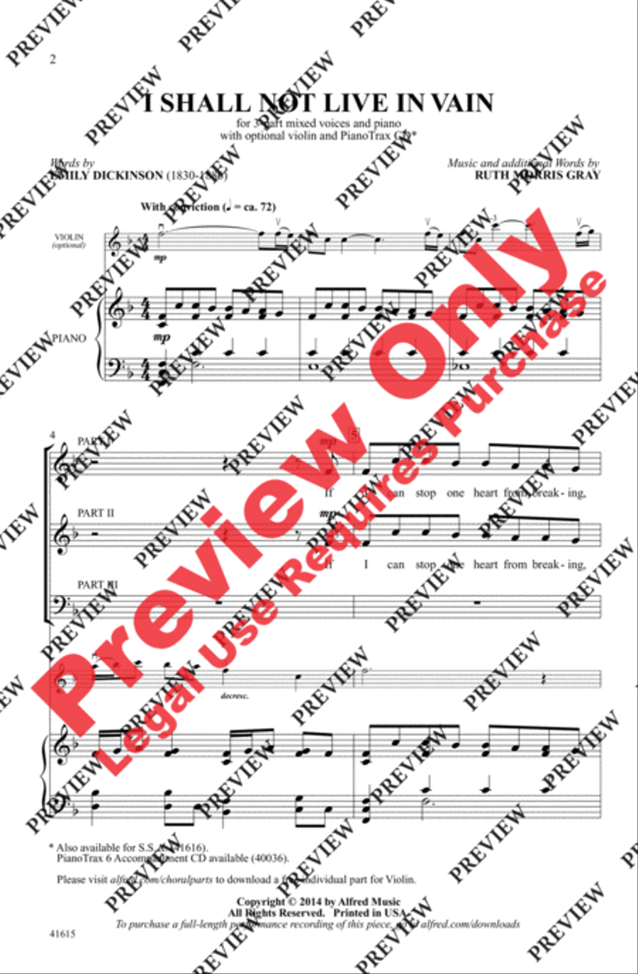 I Shall Not Live in Vain 3-Part scores gallery preview page 13