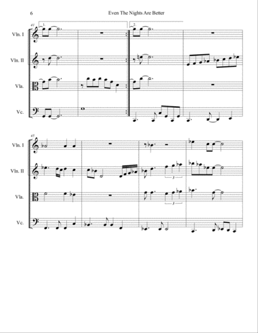 Even The Nights Are Better String Quartet scores gallery preview page 6