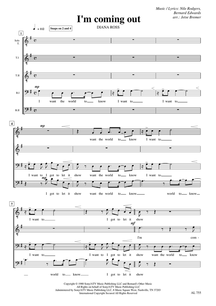 I'm Coming Out TTBB scores gallery preview page 1