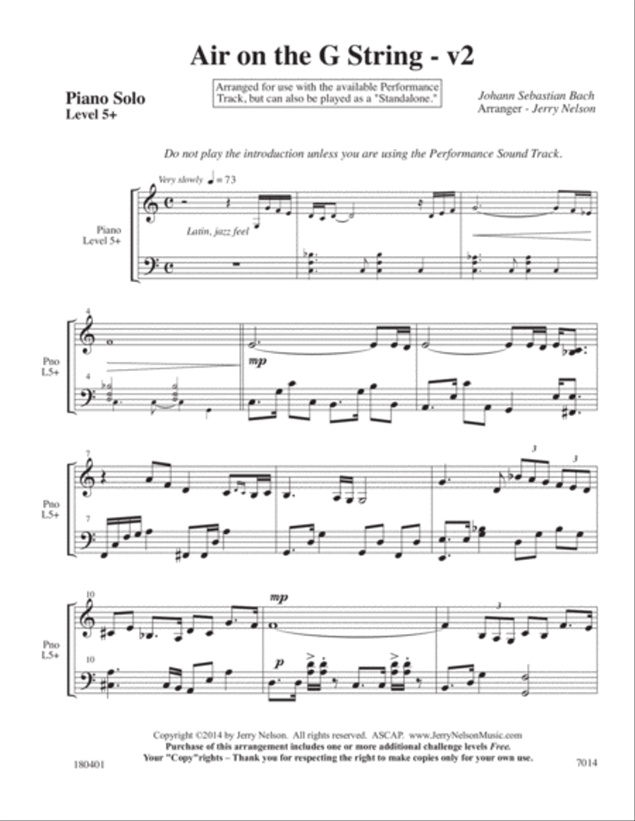 Air On the G String-v2 (3 for 1 PIANO Arrangements) – Jazz Piano Solo scores gallery preview page 2