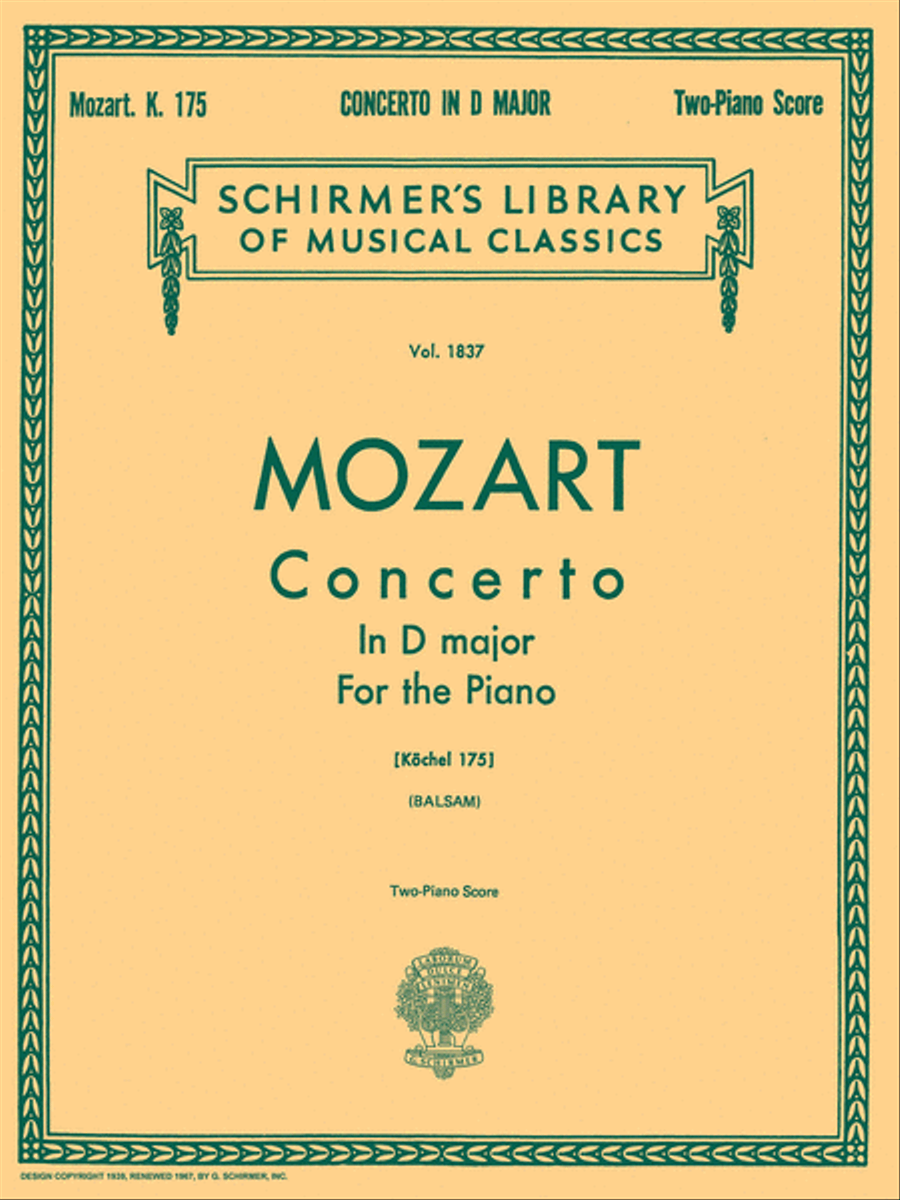 Concerto No. 5 in D, K.175 Piano scores gallery preview page 1