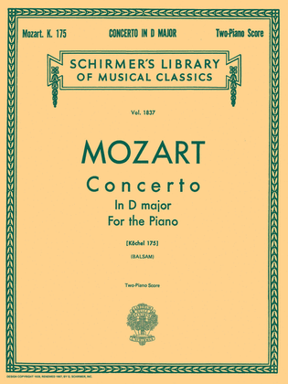 Book cover for Concerto No. 5 in D, K.175