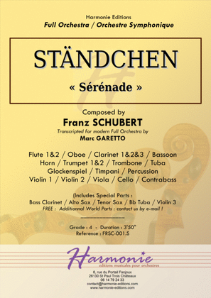 STANDCHEN (Serenade) by Franz SCHUBERT - Full Orchestra Arrangement by Marc GARETTO