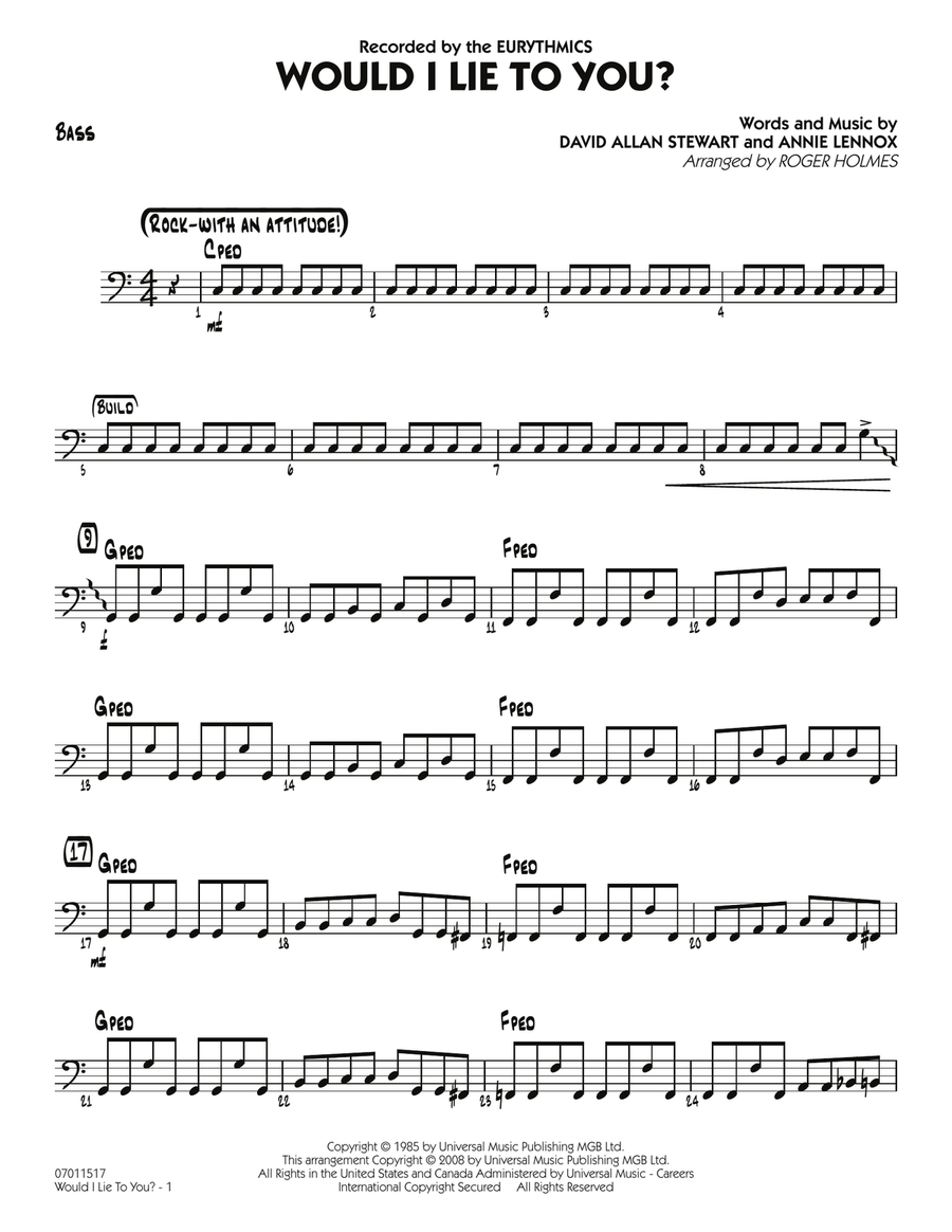 Would I Lie to You? - Bass Jazz Ensemble scores gallery preview page 1