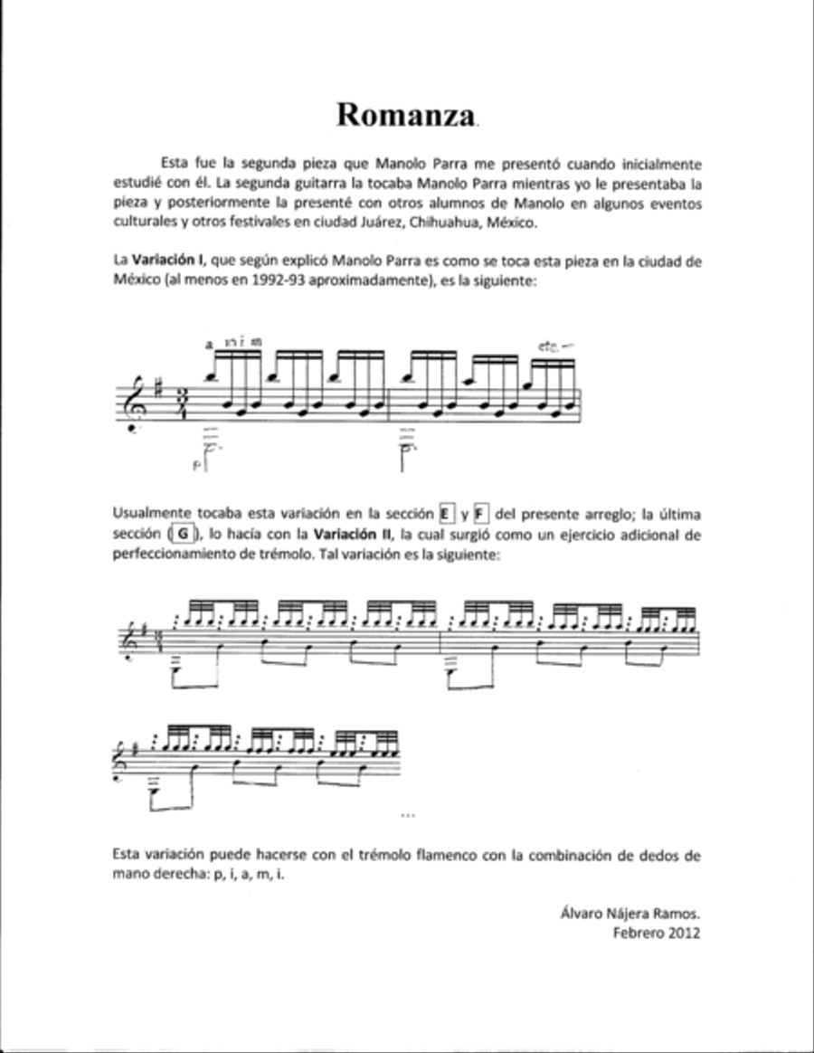 Romanza (Romance). Classical Guitar scores gallery preview page 2