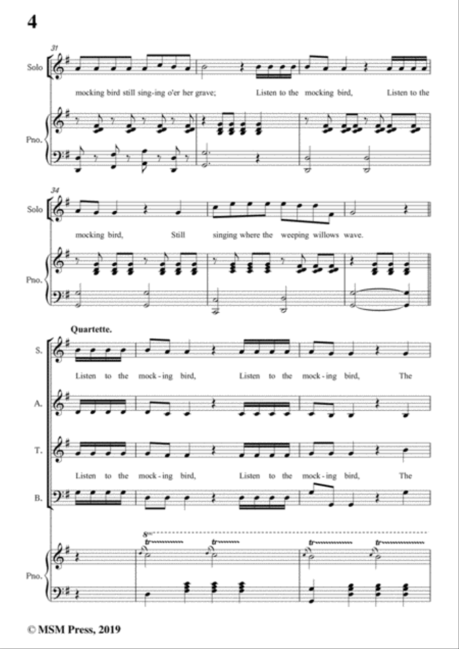 Alice Hawthorne-Listen to the Mocking Bird,in G Major,for Voice&Piano Voice scores gallery preview page 6