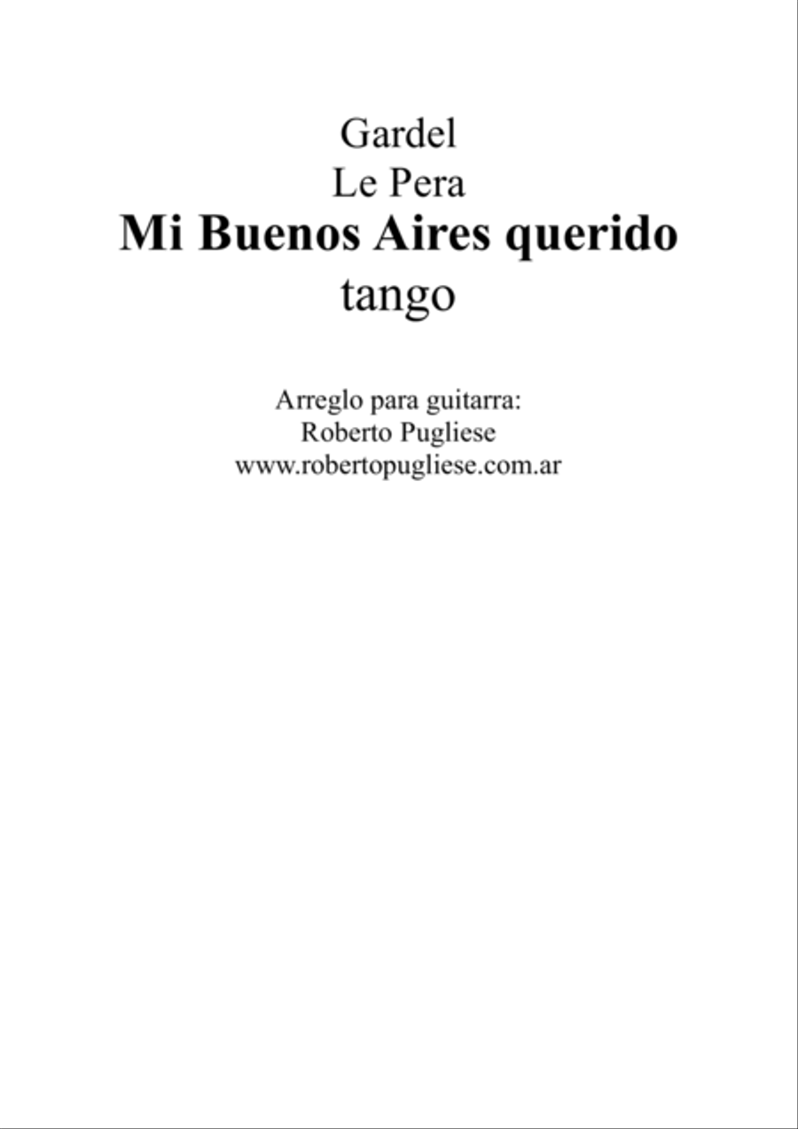 Mi Buenos Aires querido - Tango (Gardel - Lepera) Classical Guitar scores gallery preview page 2